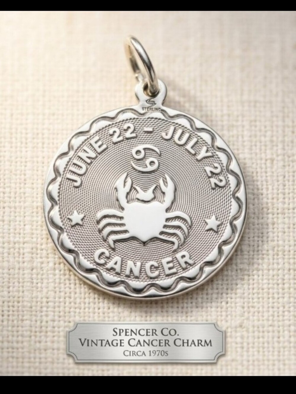 vintage SpencerSilver Cancer Zodiac Charm - Cancer (June 22 - July 22)